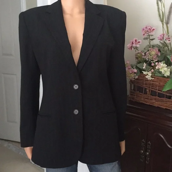Ralph Lauren wool charcoal gray pinstriped blazer